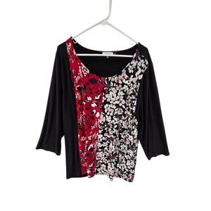 Calvin Klein Women's Blouse Long Sleeve Pullover Jersey Knit  Multi Color Sz 3X